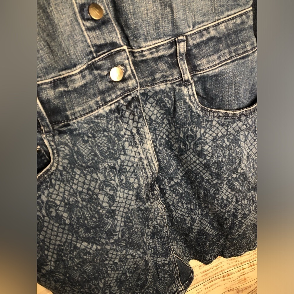 Lace Print Denim Mini Dress - Picture 10 of 16